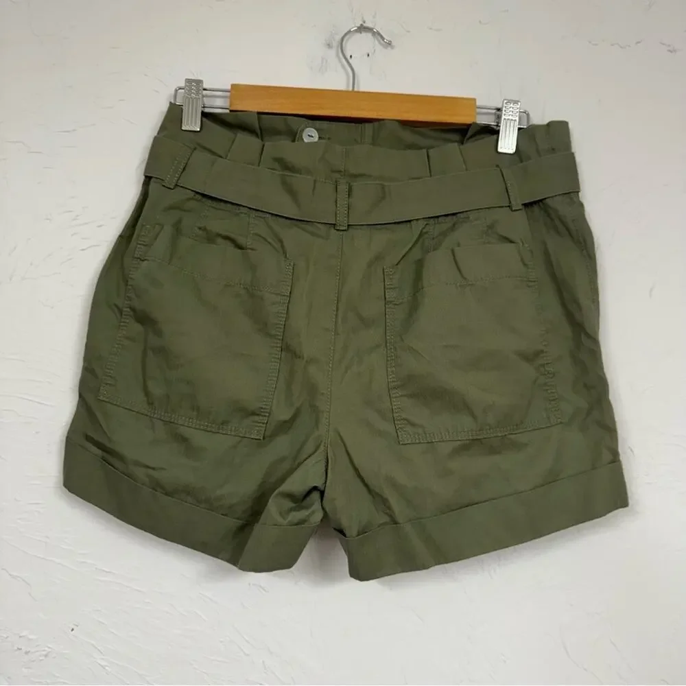 Loft Green Belted Casual Chino Shorts Womens 6 Gorpcore Hiking Outdoors Classic